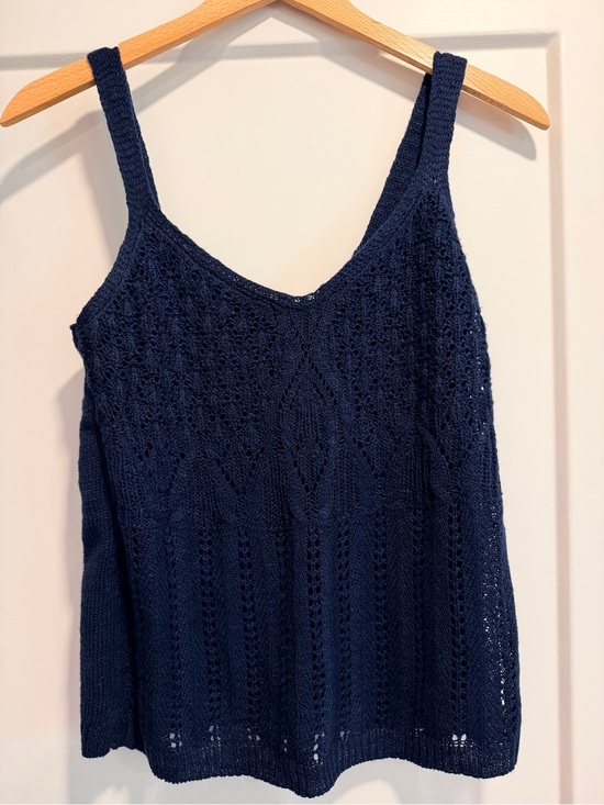 LC Lauren Conrad Tops - LC Lauren Conrad Navy Crochet Knit Tank